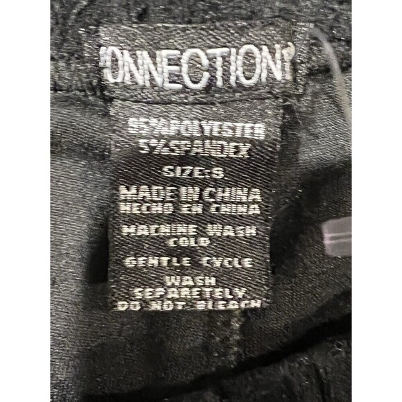 Connection 18 Black Pull On pants Leggins With velvet embossed floral pattern S - Picture 5 of 6